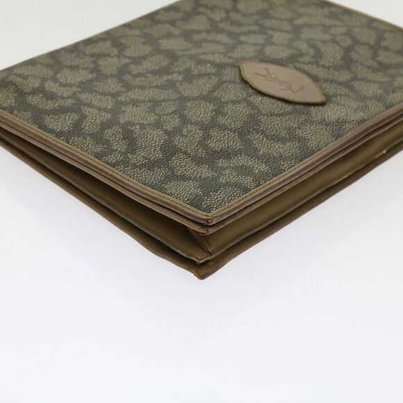 Pre Loved SAINT LAURENT  Clutch Bag Leather nylon 2Set Gray Khaki Auth ar11245 - Picture 8 of 10